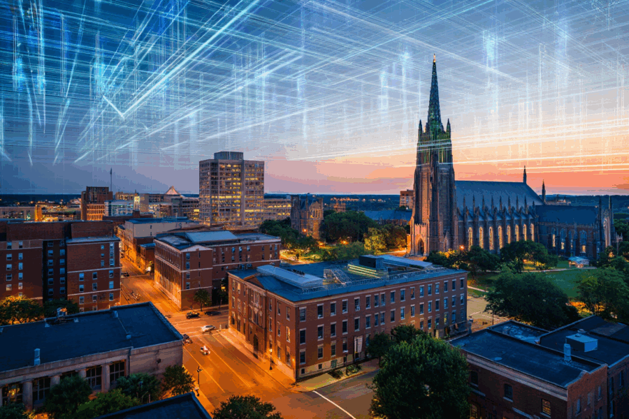 Durham Skyline - Dusk Tech Glow