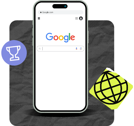 Smartphone displaying Google search homepage – illustrating SEO services that drive search visibility and organic growth.